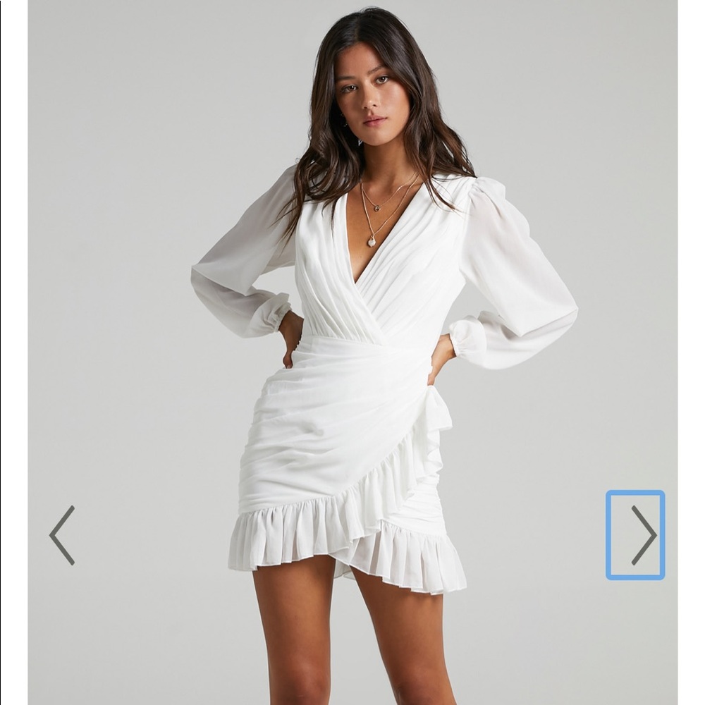 Showpo White chiffon ruffle dress